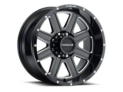 Raceline Hostage Gloss Black Milled 6-Lug Wheel; 18x9; 12mm Offset (16-23 Tacoma)