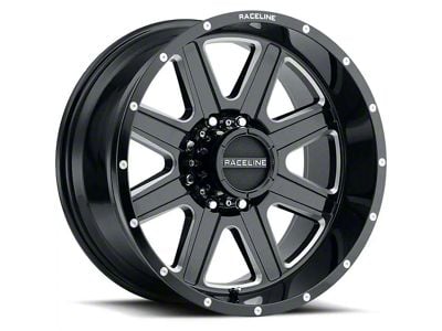 Raceline Hostage Gloss Black Milled 6-Lug Wheel; 20x10; -19mm Offset (16-23 Tacoma)