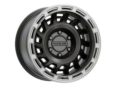 Raceline Halo Satin Black with Silver Ring 6-Lug Wheel; 18x9; 18mm Offset (16-24 Titan XD)