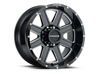 Raceline Hostage Gloss Black Milled 6-Lug Wheel; 18x9; 12mm Offset (16-24 Titan XD)