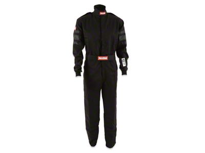 RaceQuip One-Piece Single Layer Fire Suit; Black; Large