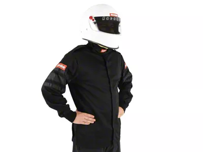 RaceQuip Single Layer Fire Suit Jacket; Black; Large