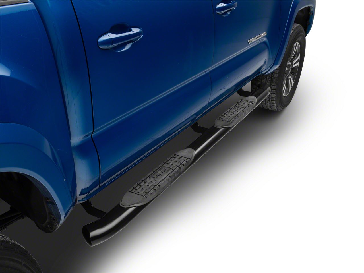 Raptor Series Tacoma 4-Inch OE Style Curved Oval Side Step Bars; Black ...