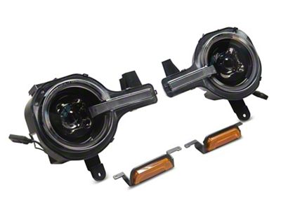 Raxiom LED Halo Headlights with White Backlight; Black Housing; Clear Lens (21-25 Bronco)