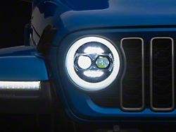 Raxiom 9-Inch Vader LED Headlights; Black Housing; Clear Lens (18-24 Jeep Wrangler JL)