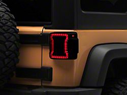 Raxiom Axial Series JL Style LED Tail Lights; Black Housing; Smoked Lens (07-18 Jeep Wrangler JK)