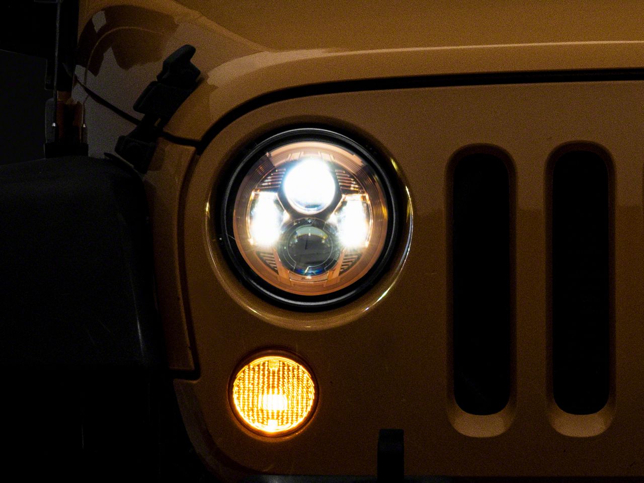 Raxiom Jeep Wrangler DOT Approved 7-Inch LED Headlights; Orange Housing ...