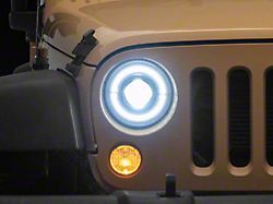 Raxiom High Output LED Headlights with Angel Eye DRL; Black Housing; Clear Lens (07-18 Jeep Wrangler JK)