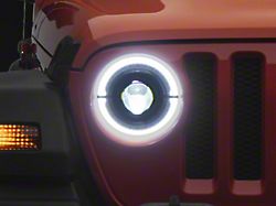 Raxiom High Output LED Headlights with Angel Eye DRL; Black Housing; Clear Lens (18-24 Jeep Wrangler JL)