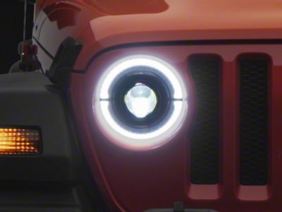 Raxiom High Output LED Headlights with Angel Eye DRL; Black Housing; Clear Lens (18-25 Jeep Wrangler JL)