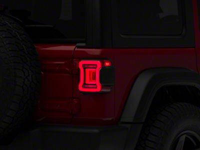 Raxiom Horizon LED Tail Lights; Black Housing; Red Lens (18-24 Jeep Wrangler JL)