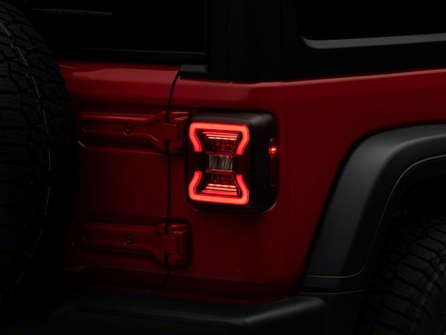 Raxiom LED Tail Lights; Black Housing; Red Lens (18-24 Jeep Wrangler JL w/ Factory Halogen Tail Lights)