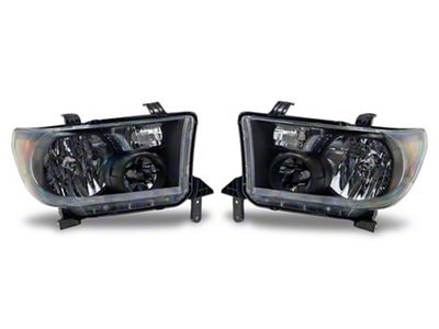 Raxiom OEM Style Headlights; Black Housing; Clear Lens (07-13 Tundra w/o Level Adjuster)