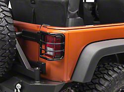 RedRock Wrap-Around Tail Light Guards; Gloss Black (07-18 Jeep Wrangler JK)