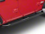 RedRock 3-Inch Round Curved Side Step Bars; Semi-Gloss Black (18-24 Jeep Wrangler JL 4-Door)