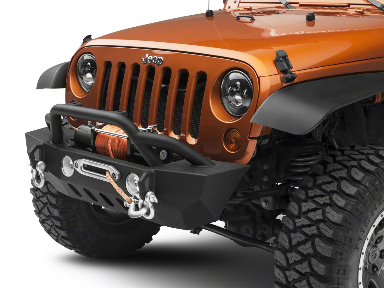 RedRock Jeep Wrangler Crawler Stubby Winch Front Bumper J116324 (07-18 ...