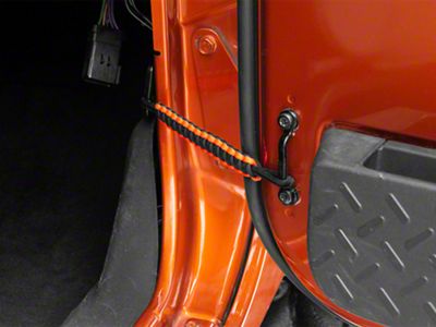 RedRock Front Paracord Door Limit Straps; Black and Neon Orange (07-18 Jeep Wrangler JK)