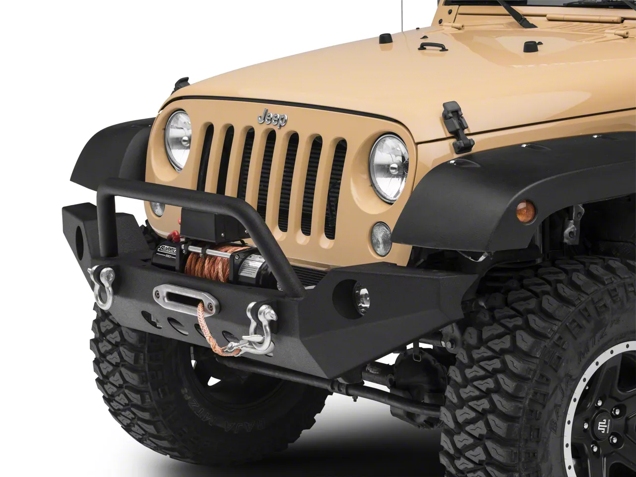 RedRock Jeep Wrangler Full Width Winch Front Bumper with Halogen Fog ...