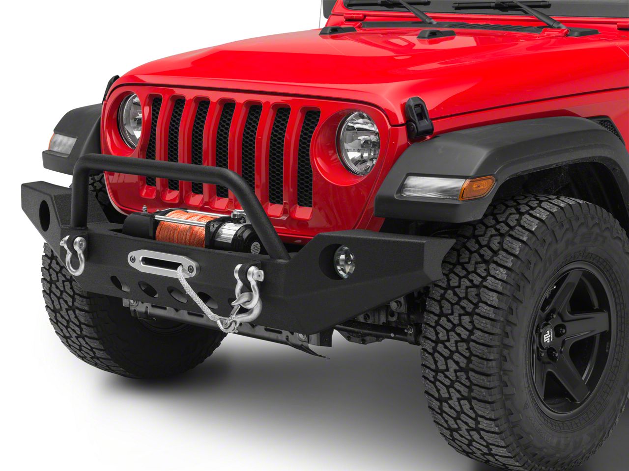 RedRock Jeep Wrangler Full Width Winch Front Bumper with Halogen Fog ...