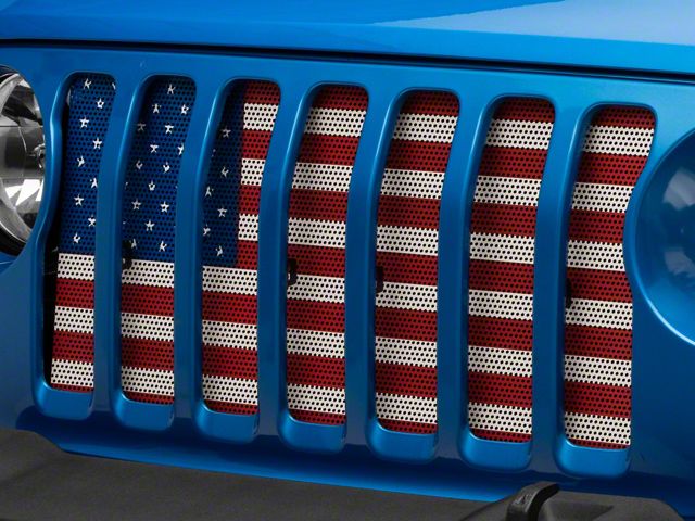 RedRock Grille Insert; Old Glory (20-24 Jeep Gladiator JT w/o TrailCam)