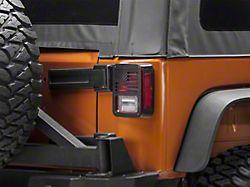 RedRock Old Glory Tail Light Covers; Textured Black (07-18 Jeep Wrangler JK)