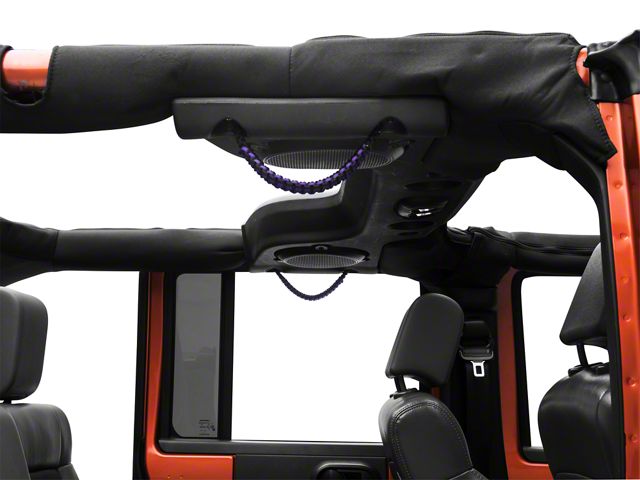 RedRock Rear Soundbar Paracord Grab Handles; Black and Purple (07-17 Jeep Wrangler JK 4-Door)