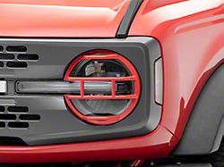 RedRock Off Road Headlight Guards; Red (21-24 Bronco)