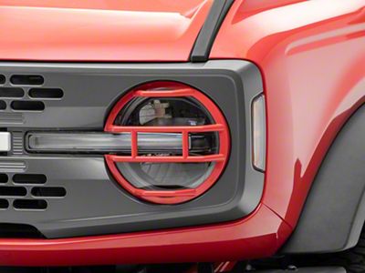 RedRock Off Road Headlight Guards; Red (21-25 Bronco)