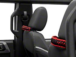 RedRock Paracord Headrest Handles; Black and Red (21-24 Bronco)