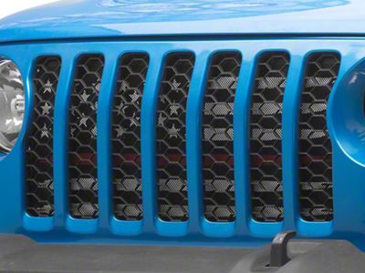 RedRock American Flag V2 Grille Insert; Red and White (20-25 Jeep Gladiator JT, Excluding Mojave)