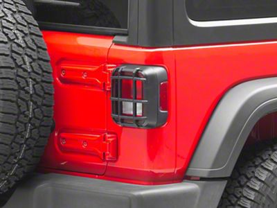 RedRock ABS Tail Light Guard; Textured Black (18-25 Jeep Wrangler JL w/ Factory Halogen Tail Lights)