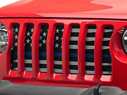 RedRock American Flag V2 Grille Insert; Blue and White (18-25 Jeep Wrangler JL, Excluding Rubicon 392)