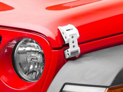 RedRock Billet Hood Catch Kit; White (07-25 Jeep Wrangler JK & JL)