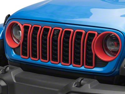 RedRock Grille Inserts; Red (2024 Jeep Wrangler JL Rubicon, Sahara)