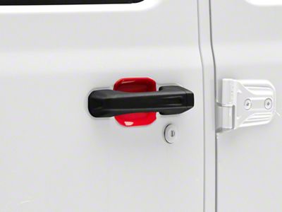 RedRock Exterior Door Handle Recess Trim; Red (18-25 Jeep Wrangler JL 4-Door)