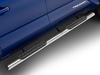 RedRock 4-Inch Oval Straight End Side Step Bars; 304 Stainless Steel (2024 Tacoma Double Cab)