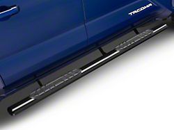 RedRock 4-Inch Oval Straight Side Step Bars; Black (24-25 Tacoma Double Cab)