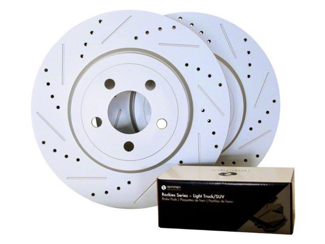 Rockies Series Plain Brake Rotor and Light Truck/SUV Pad Kit; Rear (07-18 Jeep Wrangler JK)