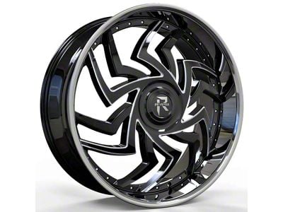 Revenge Luxury Wheels RL-107 Big Floater Black Milled Windows with Chrome SSL 6-Lug Wheel; 24x9; 25mm Offset (04-15 Titan)