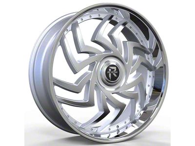 Revenge Luxury Wheels RL-107 Big Floater Silver Brushed Face with Chrome SSL 6-Lug Wheel; 24x9; 25mm Offset (04-15 Titan)