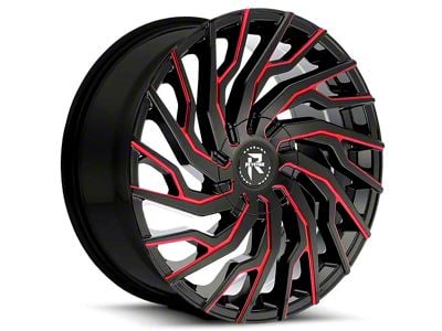 Revenge Luxury Wheels RL-101 Black Paint Red Milled 6-Lug Wheel; 24x9; 25mm Offset (2024 Tacoma)