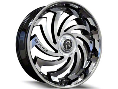 Revenge Luxury Wheels RL-108 Big Floater Black Machined Chrome SSL 6-Lug Wheel; 24x9; 25mm Offset (2024 Tacoma)