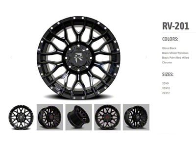 Revenge Off-Road Wheels RV-201 Gloss Black with Dots 6-Lug Wheel; 22x12; -44mm Offset (2024 Tacoma)