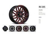 Revenge Off-Road Wheels RV-205 Black and Red Milled 6-Lug Wheel; 22x12; -44mm Offset (2024 Tacoma)