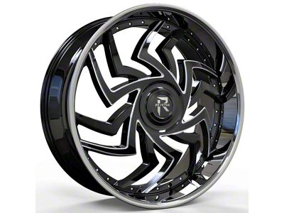 Revenge Luxury Wheels RL-107 Big Floater Black Milled Windows with Chrome SSL 6-Lug Wheel; 24x9; 25mm Offset (22-24 Bronco Raptor)