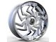 Revenge Luxury Wheels RL-107 Big Floater Silver Brushed Face with Chrome SSL 6-Lug Wheel; 24x9; 25mm Offset (22-24 Bronco Raptor)