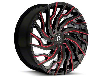 Revenge Luxury Wheels RL-101 Black Paint Red Milled 6-Lug Wheel; 24x9; 25mm Offset (21-24 Bronco, Excluding Raptor)