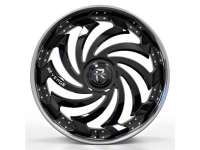 Revenge Luxury Wheels RL-108 Big Floater Black Machined Chrome SSL 6-Lug Wheel; 28x9.5; 25mm Offset (17-24 Titan)