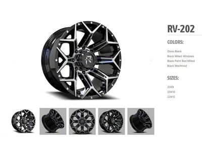 Revenge Off-Road Wheels RV-202 Black Machine 6-Lug Wheel; 20x10; -19mm Offset (03-09 4Runner)