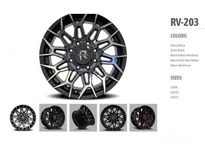 Revenge Off-Road Wheels RV-203 Black Machine 6-Lug Wheel; 20x10; -19mm Offset (03-09 4Runner)